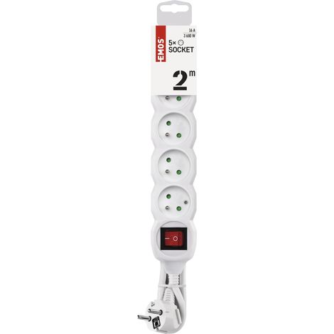 multiprise 2 m, 5 Prises françaises, Interrupteur, intérieur (1/5)