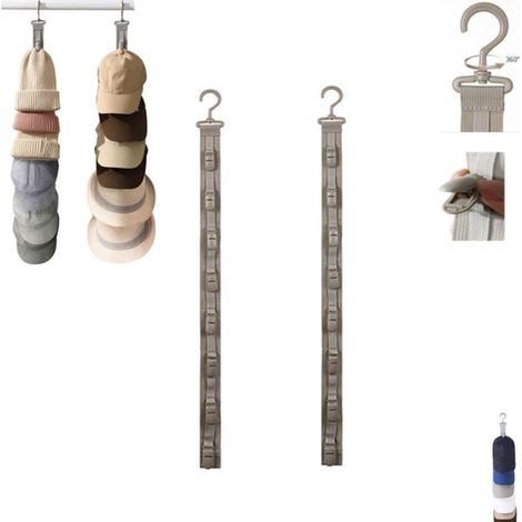 Set da 2 pezzi, ganci per cappelli, ganci per vestiti con clip, appendiabiti da parete, scaffale salvaspazio, appendiabiti da terra, ganci girevoli a 360° (1/4)