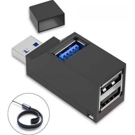Station d'extension USB 3.0 double port pour PC portable, hub multifonction avec adaptateur de connexion (1/5)