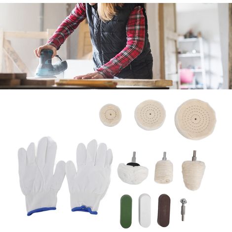 11-teiliges Polierwerkzeugset inklusive Baumwollpolierpads und Schleifmitteln. (1/5)