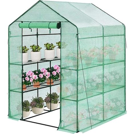 1 Housse De Serre, 143x143x195 Cm, Bâche Pe Imperméable Avec Porte Zip, Protection Uv Pour Jardin