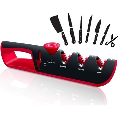 Affuteur Couteau 4 en 1, Eguiseur de Couteau Aiguiseur Couteaux et Professionnel Kitchen Knife Sharpener, Angle Réglable Manuel Affutage Couteau Outil (1/4)