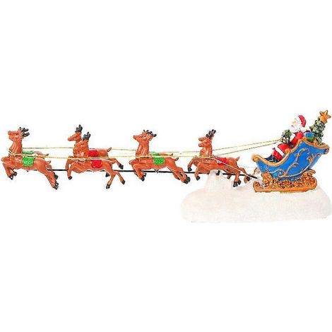 Weihnachtsmann mit Hirsch, der einen Wagen zieht – Neujahrsfigur – Weihnachtsdekoration für Zuhause