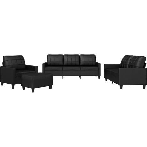 Maison Exclusive - Set di Divani 4 pz con Cuscini Nero in Similpelle