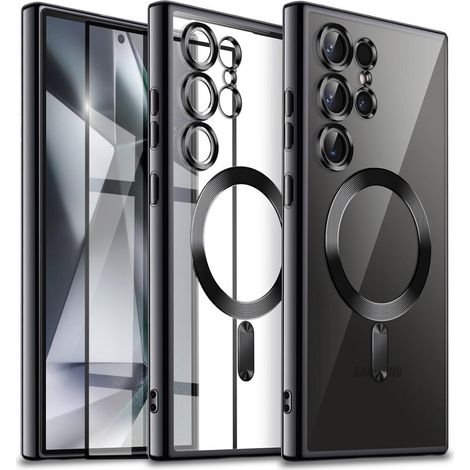 Funda para Samsung Galaxy S24 Ultra, Electro MagSafe, negra + cristal cerámico con adhesivo completo (1/5)