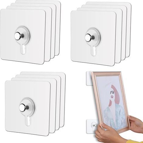 Attache Murale Sans Percer, Clous de Suspension Auto-adhésifs, Fixations pour Cadres, Accroche Tableau Adhésif (1/5)