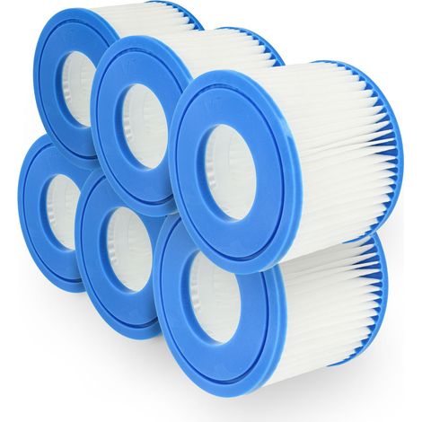 vhbw 6x cartuccia filtrante di tipo VI compatibile con HWC PH050011, E32, PH050012, PH050017 piscina - Filtro di ricambio blu / bianco (1/4)