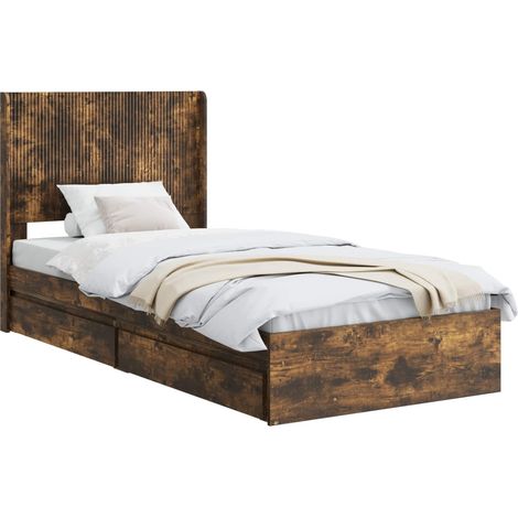 Estructura de cama con almacenamiento y cabecero Roble Ahumado vidaXL (1/5)