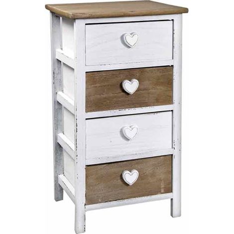 Cassettiera bicolore bianco legno 4 cassetti cm 37 x 29 x 69 h (1/2)