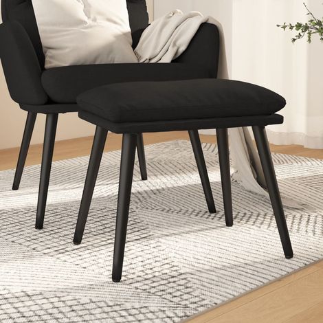 Repose-pied noir en tissu avec pieds en métal 45 x 29,5 x 35 cm - PANGIVO (1/5)
