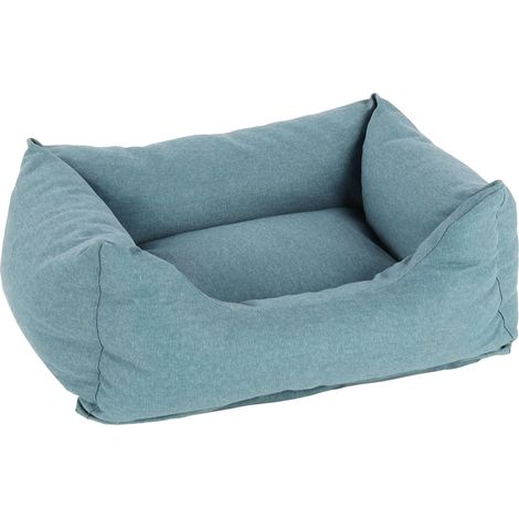 Lit pour Chien Chat Bleu Rectangle - Panier pour Chien Chat - 65x50x20cm - Lavable - Fond Anti-dérapant - Housse Amovible - Lieu de Couchage Doux et Confortable (1/3)