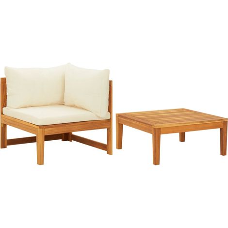 vidaXL Set Divani Giardino 2 pz Cuscini Bianco Crema in Legno (1/6)
