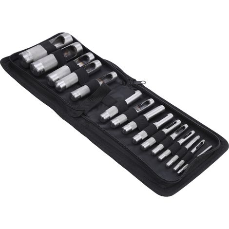 15 Outils de Marquage pour Cuir en Acier Carbone, Kit de Poinçons Manuels pour Accessoires de Ceinture 3‑25mm