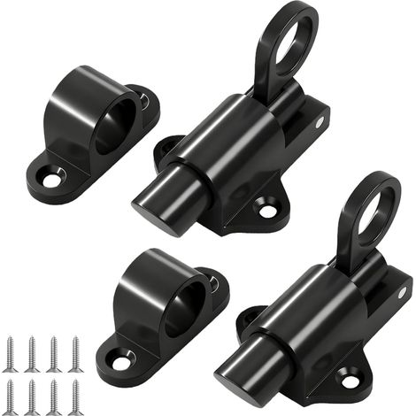 Loquet Porte 2 Paires De Loquets Automatiques En Aluminium Noir Avec Ressort Pour Porte Serrure De Porte Avec Insert De Fixation Durable Pour Maison Bureau Sécurité Facile À Installer (1/5)