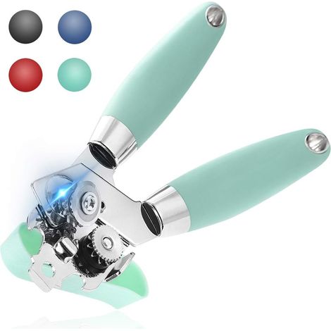 vert 3 en 1 Ouvre Boîte Pour Bords Lisses Cuisine, Ouvre Boite de Conserve Acier Inoxydable, Ouvre Boite de Conserve Manuel Facile Multifonction & Professionnel