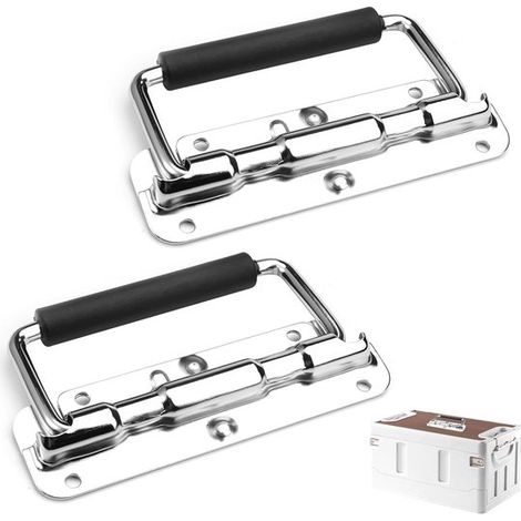 Maniglie pieghevoli da 110 mm - Maniglie a molla per scatole - Acciaio inox con impugnatura in gomma (1/5)