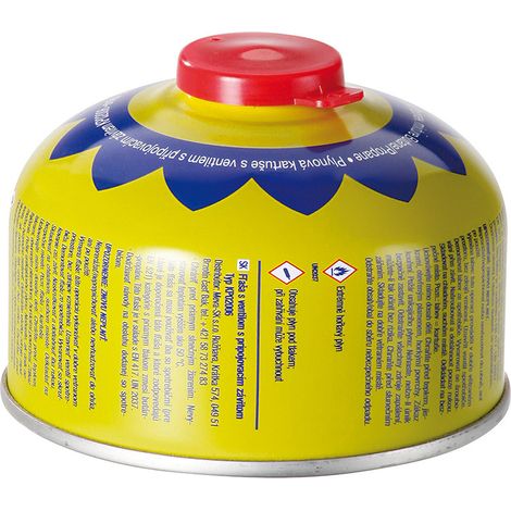 Cartouche de gaz avec valve et filetage pour réchaud de camping PB 100g (1/3)