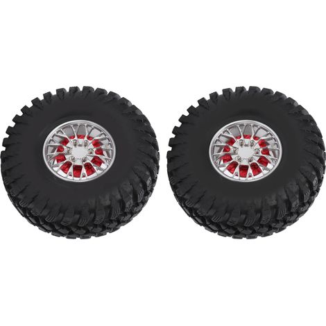 Pneu RC 2,2 pouces en alliage de caoutchouc durable avec moyeu en métal, pièce de rechange et accessoire de mise à niveau RC, argent (1/5)