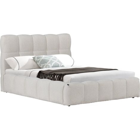Letto matrimoniale in tessuto "Davos" con contenitore - 160 x 200 cm - Beige (1/4)
