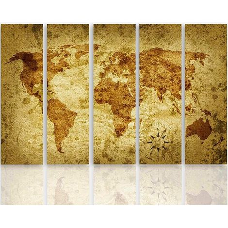 Tableau carte du monde ancienne 2 - 150 x 100 cm (1/5)