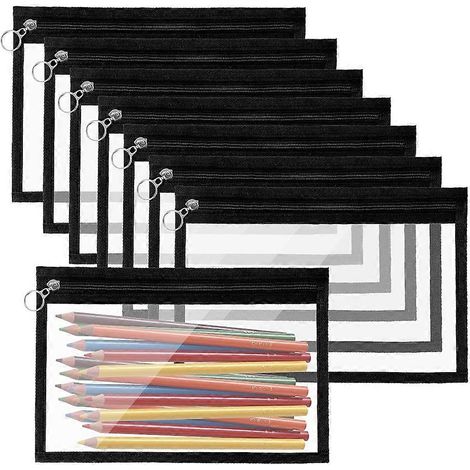 8 transparent fermeture éclair sacs PVC Cosmetic sac Envelope fermeture éclair sacs Organizing fournitures bureau (1/5)