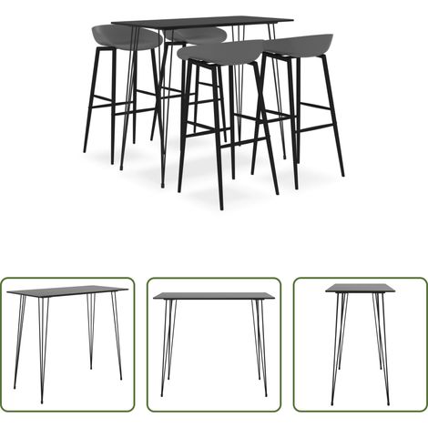Tabouret de bar - Ensemble de bar 5 pcs Noir et gris (1/5)