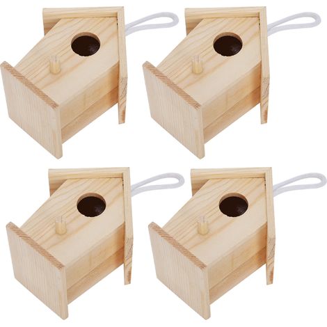 4 Maisonnettes en Bois Miniatures pour Oiseaux - Décoration de Jardin et Balcon (1/5)