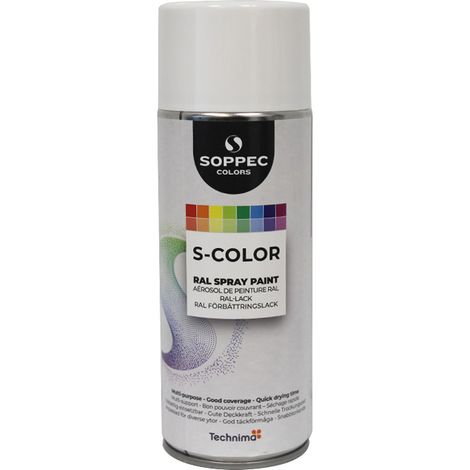 Bombe de peinture Soppec S-COLOR Blanc pur 400 ml - RAL 9010 Brillant (1/3)