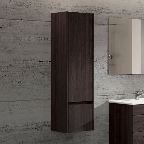 Ducha – Colonne de salle de bain 35x32x130cm – 1 porte – 1 tiroir – Mélamine chêne sinatra – Design fonctionnel avec étagères