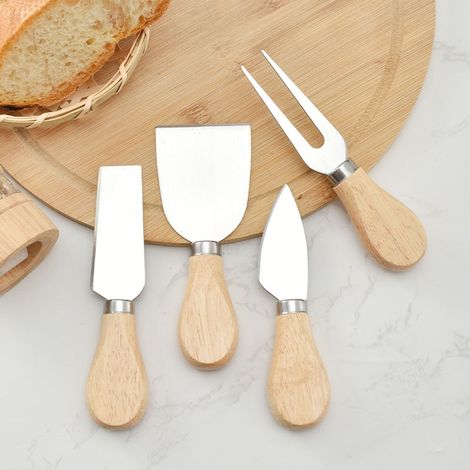 Couteau A Fromage - Ensemble De 4 Couteaux En Acier Inoxydable Avec Manche En Bois De Bambou - Pour Plateau De Charcuterie Et Fromages - 4 Pièces (1/5)