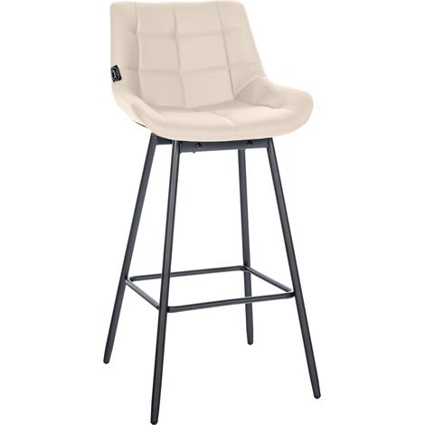 Taburete de Bar Weston Giratorio 180 grados  Taburete Alto con Respaldo y Asiento Acolchado Crema Simil cuero