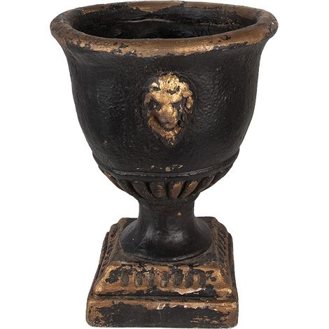 Cache-pot Décoratif Style Baroque en Magnésium MGO Marron et Noir 33 x 42 cm - PANGIVO