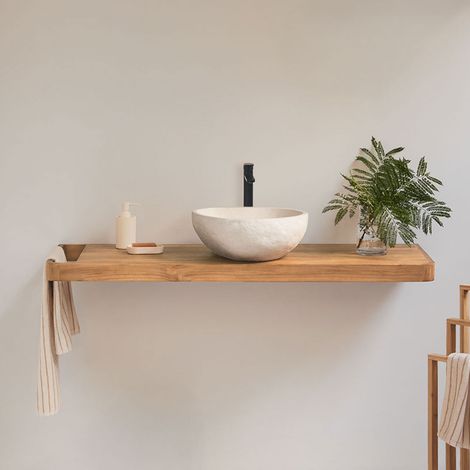 Ensemble meuble de salle de bain suspendu 130x45 cm en bois de teck Neill SKLUM
