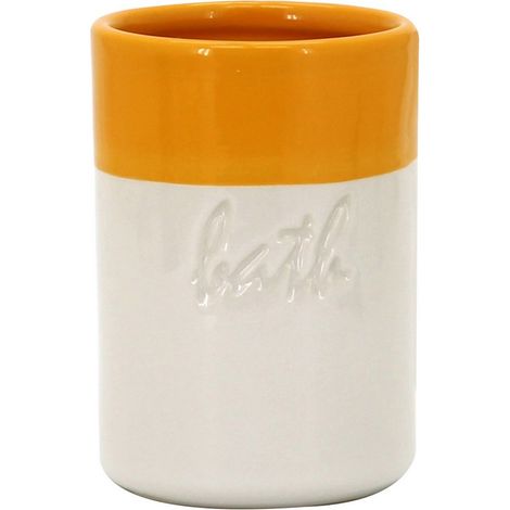 Bicchiere in ceramica giallo/bianco - serie Bath (1/3)