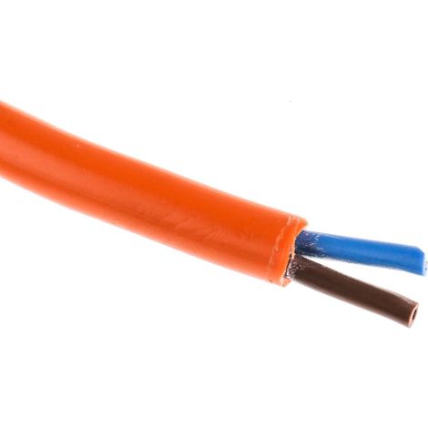 Câble d'alimentation RS PRO 2x0,75 mm², gaine PVC Orange, 100m ( Prix pour Bobine de 100 Mètres )