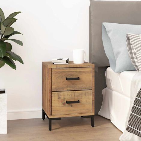 Chevet Commode de nuit - Table d'appoint - Marron 36x30x45 cm Bois de pin massif recyclé Chic-559300 (1/5)
