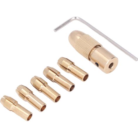 Mandrin de perçage 4 mors en laiton, 7 pièces pour mini perceuse électrique et outil rotatif, mandrin de serrage pour meuleuse électrique (1/5)