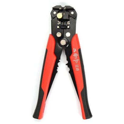 Pince à Dénuder Automatique, Pince Automatique avec Reglage de Précision Cables AWG, Outil Multifonctionnel de pince à sertir,Rouge et noir (1/3)