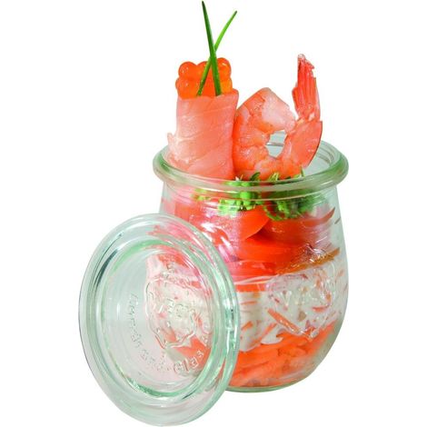 APS 12 barattoli originali WECK 220 ml con coperchio, set di 12, Ø 7 cm, H: 8 cm, forma a tulipano, barattolo da conserva, barattolo decorativo, barattolo da dessert, barattolo da conservazione, lavab