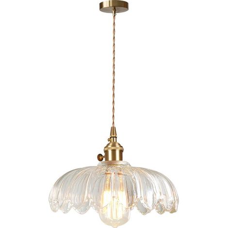 Plafonnier vintage en verre – Lustre rétro moderne – Cordon d'alimentation réglable – Pour espaces intérieurs – Diamètre 25 cm – Norcks (1/5)