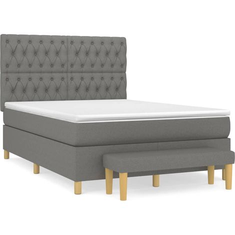 Maison Exclusive - Cama box spring con colchón tela gris oscuro 1 (1/5)
