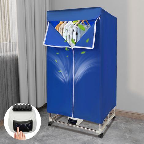 Tragbarer Mini-Reisetrockner, 1500 W, zusammenklappbarer Wäschetrockner mit Touchscreen, ohne Muster, elektrischer Wäschetrockner für Wohnungen, blau (1/5)