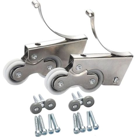 Puleggia silenziosa in acciaio inox e titanio – 2 rotelle in nylon per porta scorrevole – Resistenza all'erosione – Facile installazione - 2 paia (1/4)