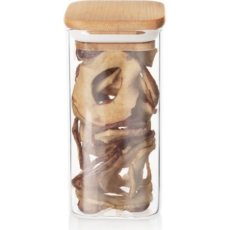 Recipiente de vidrio para productos a granel con tapa y cierre hermético, 320 ml.