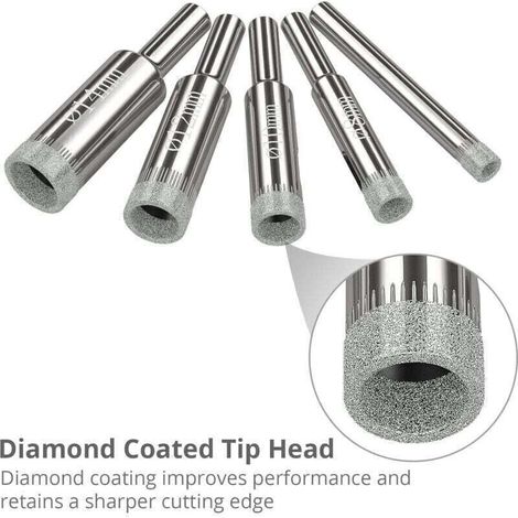 Scie cloche et trépan-Lot de 16 Foret Diamant Scie Cloche 6-50 mm Outils de perçage en verre trous scies kit pour acier au carbone, perceuse en verre, céramique, porcelaine, carrelage, marbre (1/3)