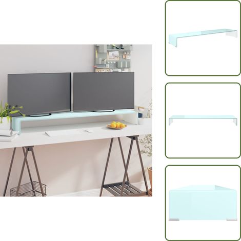 Elevador de monitor - vidaXL Mueble TV/Elevador de monitor cristal verde 120x30x13 cm - Mueble de cristal