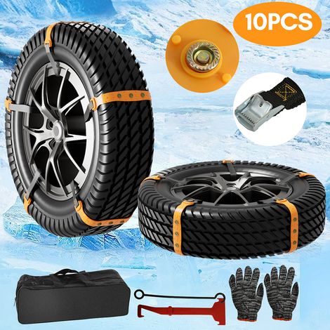 Randaco 10 piezas cadenas de nieve coche pesado estable cadena antideslizante ayuda de arranque hielo nieve universal (1/5)