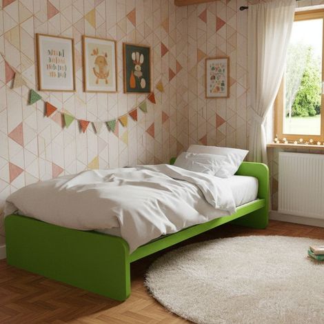 Letto una piazza e mezza con rete, ideale per camerette - Verde mela
