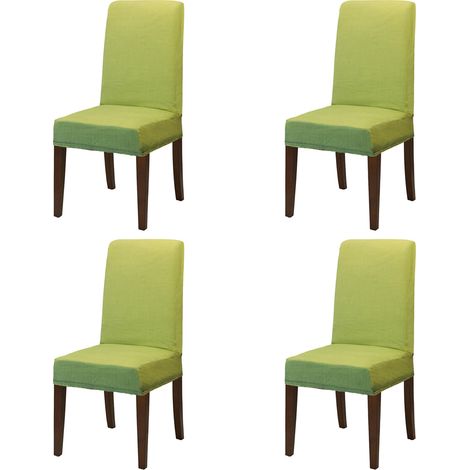 Coppia di coprisedia con schienale in tessuto elasticizzato antimacchia in 10 colori Vestisedia Verde - 4 pezzi