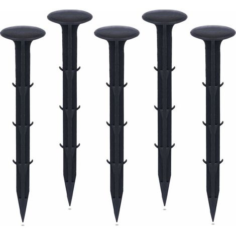 DEESSE SHOP - Piquets de fixation de jardin en plastique, piquets de fixation de jardin pour la protection UV contre les mauvaises herbes (50 pièces, noir) (1/5)